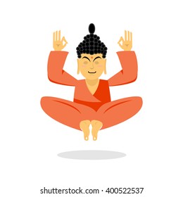 Buddha meditating. Buddha on white background. Indian god buddha isolated. Status of nirvana and enlightenment. lotus Pose
