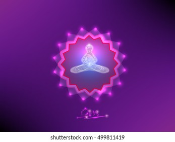 Buddha in meditation on a background of the mandala