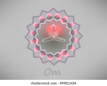 Buddha in meditation on a background of the mandala