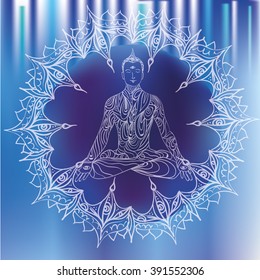 Buddha meditation, vector illustration