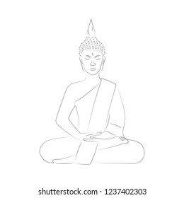 buddha meditation yoga outline drawing vector illustration EPS10