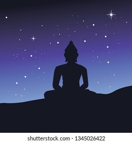 Buddha and nigh sky