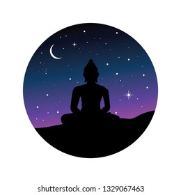 Buddha and nigh sky, logo icon