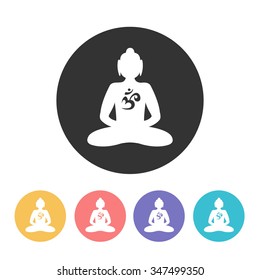 Buddha with Om symbol. vector illustration