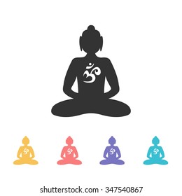 Buddha with Om symbol. vector illustration