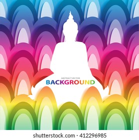 buddha on colorful geometric background