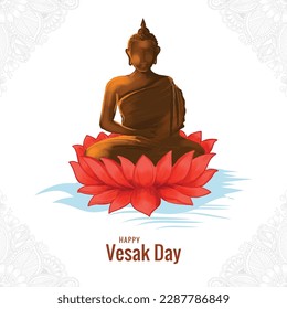 	
Buddha on lotus flower greeting card on happy vesak day background