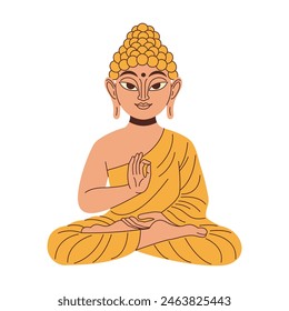 Buddha on white background, vector illustration in flat style