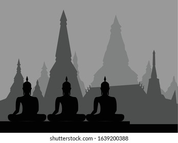 Buddha onTemples background ,vector and illustration.