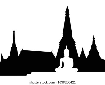 Buddha onTemples background ,vector and illustration.
