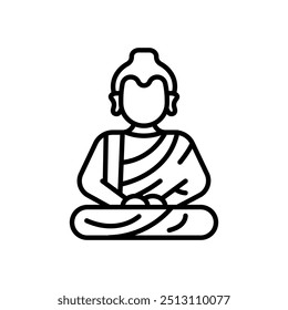 Icono de contorno de Buda, Ilustración vectorial