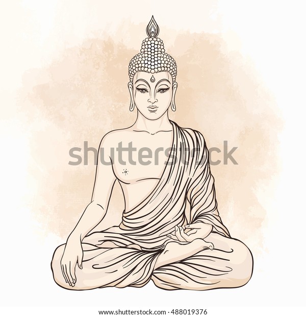 Download Buddha Over Ornate Mandala Round Pattern Stock Vector ...