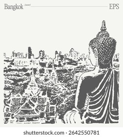 Buddha Overlooking Bangkok A Serene and Calm Cityscape Filled with Beauty and Inspiration