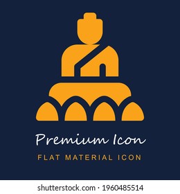 Buddha premium material ui ux isolated vector icon in navy blue and orange colors