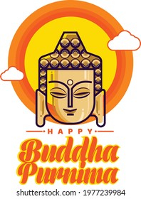 Buddha Purnima Background "abstract of Lord Buddha in meditation " Happy Buddha Purnima Vesak,Buddhist festival- Vector