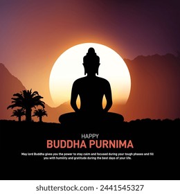 Buddha Purnima creative template, Vesak Day, Buddhism, Buddha Jayanti Social Media Post. illustration for Buddha Purnima or Vesak Day with nice and creative design, banner, poster etc.