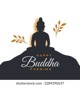 buddha purnima devotional background with golden leaves design vector