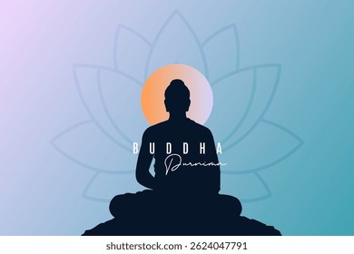 Buddha Purnima, Happy Vesak Day wishes and greetings with the Buddha vector illustration