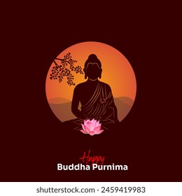 Buddha Purnima, Buddha Jayanti, Afiche del Feliz Día del Vesak en los medios sociales