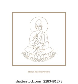 buddha purnima line drawing design vector