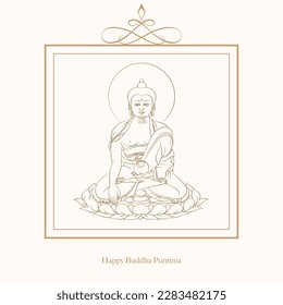 buddha purnima Linie Zeichnung Design Vektorgrafik