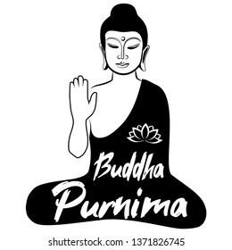 buddha Purnima logo buddhism, black and white drawing sketch