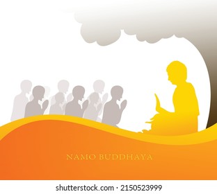 Buda purnima. pedagogía de meditación de buddha, enseñando a sus seguidores sobre dhamma 