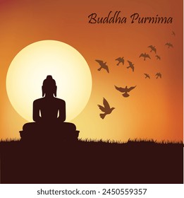 Buddha Purnima poster with background and full moon 