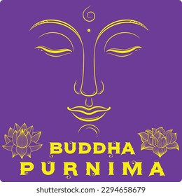 Buddha Purnima typography and elegant Buddha hand Mudra vector illustration for social media templates, banner ads, and invitation cards.