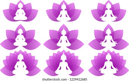 Buddha purple lotus leave set