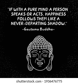 Buddha quote and face. Vector hand drawn style illustration icon design
