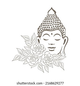 Buddha with rose flowers, vector
