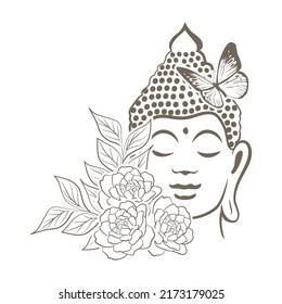 Buddha with rose flowers, vector