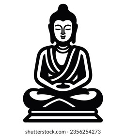 Buddha sculpture icon isolated white background