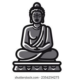 Buddha sculpture icon isolated white background
