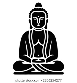 Buddha sculpture icon isolated white background