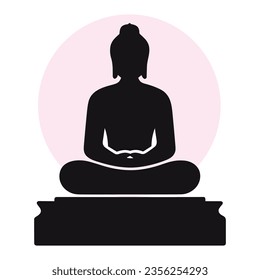 Buddha sculpture icon isolated white background