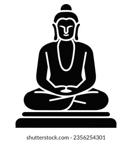 Buddha sculpture icon isolated white background