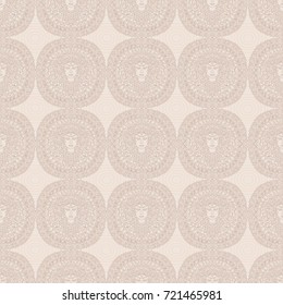 Buddha seamless nude pattern. Mandala background. Indian, buddhism, esoteric ornament. Tattoo, yoga vector illustration.