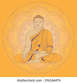 Buddha seated. Vector illustration