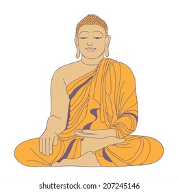 Buddha seating isolated. Hand drawn vector element for your design