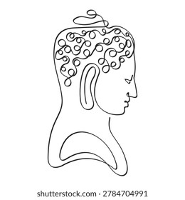 Buddha side view continuous line vector illustration