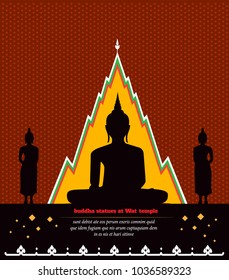Buddha silhouette against red layout background