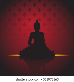 Buddha silhouette background pattern vector