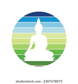 Buddha silhouette design with soft color background