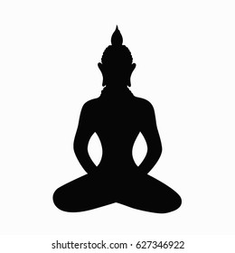 Buddha silhouette isolated on white background. Vector art