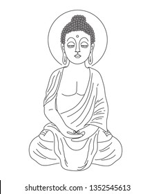 Buddha silhouette in lotus position. Vector illustration.