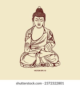 Buddha silhouette. Vector illustration of a deity figure for peace of mind and harmony. For thematic banners, invitations, covers, flyers.