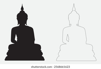 Buddha Silhouette Vector Illustration on white background
