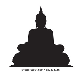 Buddha Silhouettes on the white background